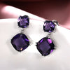 Silver Bridal Earrings for Women Wedding Geometric Purple Cubic Zirconia Elegant Accessories - Image 6