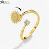 Rose Flower Rotating Ring For Women Spinner Fidgets Heart Charm Adjustable Open Rings Star Moon - Image 38