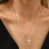 Double-Layer Chain Necklace with Cross Pendant - Image 3