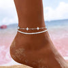 2Pcs Gold Plated Clover Tennis Anklet Set CZ Layered Stackable Chain Ankle Bracelets for Women Summer Beach Foot Jewelry - Image 3
