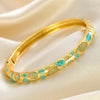 Enamel Dropped Glaze Flower Texture Closed End Bracelet For Women Retro Gold Copper Metal Bracelet Party Jewelry Gifts - Image 8