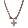 1 Piece Women and Men Retro Woven Cross Pendant Necklace Rope Leather Necklace for Women - Image 1