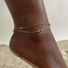 Gold Plated Stainless Steel Layered Chain With Beaded Anklet Bracelet on Leg for Women - Image 9