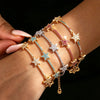 Yupsk 5 Colors Shiny Zircon Five-pointed Star Charm Bracelet for Women CZ Turquoise Party Jewelry Gift - Image 1