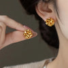 Handwoven Irregular Small Ball Earrings for Women and Man Golden Color Metal 3D Design Accessory Feel Jewelry - Image 2