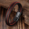 Men Jewelry Red Braided Leather Rope Bracelet Black Magnetic Buckle Bracelets Punk Men Wrist Band Hombre - Image 13