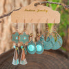 Boho Vintage Bronze Earrings Set Geometric Statement Dangle Earrings with Turquoise Wipe Green Workmanship Daily Wear Versatile - Image 10