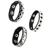 Four Piece Black PU Leather Cuff Bracelet Set with Stud and Chain Details - Image 14