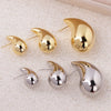 Exaggerated Metal Glossy Waterdrop Dangle Earrings for Women Lightweight Hollow Thick Teardrop Chunky Hoops Jewelry - Image 5