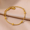 Stainless Steel Beaded Snake Chain Bracelet in Gold-Tone with 19 cm Length - Image 1