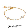 Delicate Cubic Zirconia Flower Chain Thin Bracelet Bangle Stainless Steel Office Ladies Chic Jewelry Gift - Image 1