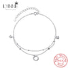 Silver Round Rhinestone CZ Pendant Double Layer Anklets Women Jewelry Summer Zircon Foot Chain Bracelet - Image 1