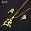 Stainless Steel Lily Flower Necklace Set with Matching Earrings and 45 cm Chain - Image 10
