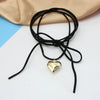 Goth Black Velvet Big Heart Pendant Choker Necklace for Women Elegant Weave Knotted Bowknot Adjustable Chain Jewelry - Image 7