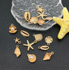 16pcs KC Gold Ocean Series Charms (Shells/Starfish 1pc per Design) Ideal for Crafting Necklaces, Bracelets Earrings" - Image 2