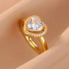 Colorful Cubic Zirconia Open Ring in Gold-Tone Stainless Steel - Image 10