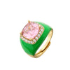 HECHENG,Multicolor Enamel Dripping Oil Zircon Open Ring For Women Adjustable Gold Plated Chunky Finger Rings Gift - Image 7