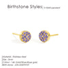 Birthstone Pierced Earrings Zirconia Earrings Stainless Steel Jewelry Birthday Gift - Image 11