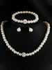 Zircon Imitation Pearls Necklace Stud Earrings Bracelet Set for Women Girls Wedding Party  Romantic Jewelry Gifts Hot
