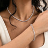 Cubic Zirconia Marquise CZ Tennis Bracelet Necklace Earrings Set for Women Wedding Banquet Jewelry Set - Image 3