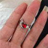 Goth Punk Retro Red Crystal Love Heart Cross Geometry Irregular Open Ring Set Y2K Halloween Accessories For Women Kpop Jewelry - Image 19
