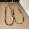 Light Colorful Stone Cubes Beads Strand Beaded Necklace for Women Gold Plated Copper Chain Chokers - Image 2