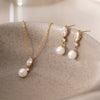 Gold Pvd Plated Zircon Pearl Wedding Earring Necklace For Women Elegant Stainless Steel Charms Jewelry Gifts - Image 2