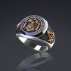 Retro Classic, Religious Totem, Blue Drip Oil Two-Color Ring, Men's Jewelry - Image 2