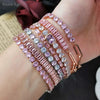 Pink Crystal Tennis Bracelets for Women Female Romantic Shiny Zirconia Adjustable Folding Buckle Chain on Hand Jewelry - Image 17
