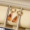 Long Waterdrop Pendant Hoop Earrings For Women Round Stainless Steel Gold Color Ear Buckel Dangle Female Jewelry - Image 4