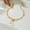 316L Stainless Steel White Rhinestone Flower Tassel DoubleLayer Anklet For Women Foot Chain Jewelry Holiday Gift - Image 4