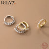 Silver Vintage Simple Pearl Huggies Ear Buckles for Women Charms Party Piercing Hoop Earrings Jewelry Gift - Image 1