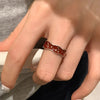 Silver Open Finger Ring Golden Enamel Donut Dazzling Geometric Punk For Women Jewelry Gift - Image 23
