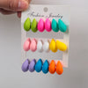 9Pair/Set Acrylic Small Chunky Waterdrop Earrings Dupes for Women Matte Colorful Dome Tear Drop Earring Hoops Jewelry - Image 12