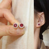 Korean Silver Cute Round Crystal Stud Earrings for Women Wedding Party Jewelry Gift - Image 6