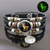 Luminous 12 Constellation Vintage Bracelet for Men Women Braided Punk Leather Bracelets Birthday Gift Glow In The Dark Bracelet - Image 2