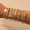 Multilayer Open Bangle Set 12 Pieces in Gold-Tone - Image 1