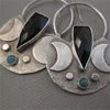 Delicate Moon Black Blue Stone Earrings for Women Silver Color Dangle Earrings Jewelry - Image 4