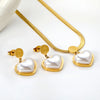 Purple Cubic Zirconia Imitaiton Pearl Pendants Earring Sets For Women Stainless Steel Chain Necklace Jewelry Sets - Image 21