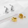 Stainless Steel Gold Color Irregular Wave Shape Hoop Earrings for Women Jewelry Silver Geometric Textured Folded Over Studs - Image 6