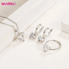 Silver Color Jewelry Gift Sets for Women Female Romantic Heart Zircon Huggie Earrings Pendant Necklace Ring - Image 3