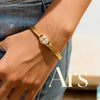 Ars Stainless Steel Chunky Cuff Bracelet for Women Gold Plated Bangle with Oval Zircon Minimalist Cuff Bangles - Image 1