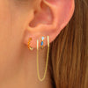 3pcs Colorful Zirconia Chain Earrings Set for Women Two Hole Round Circle Curvy Gold Color Hoop Earring Wedding Jewelry - Image 5