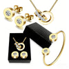 Interlocking Hoop Jewelry Kit Ladies, Rose Gold Tone Steel CZ Stone Necklace Earrings Bracelet Set Casual Daily Wear - Image 1