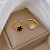 Stainless Steel Five-Petal Flower Ring in Multiple Colors - Image 2