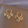 Double Layers Heart Drop Earrings for Women Rhinestone Crystal Korean Bridal Wedding Earring Jewelry - Image 8