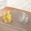 Swirl Spiral Geometric Open Ring Women's Adjustable Stainless Steel Wide Rings Jewelry Valentine Gifts - Image 1