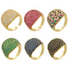 Wide Dome Pave CZ Statement Ring Gold Silver Plated Brass Multi-color Crystal Open Adjustable for Women Jewelry - Image 2