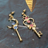 Girl accessories,key moon heart earrings,long asymmetrical earrings and earrings,girl birthday gift,daily accessories - Image 5