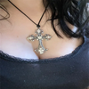 Large Detailed Rhinestone Cross Choker Spiral Hippie Necklace Goth Punk Women Statement Crucifix Charm Jewelry Gift - Image 3
